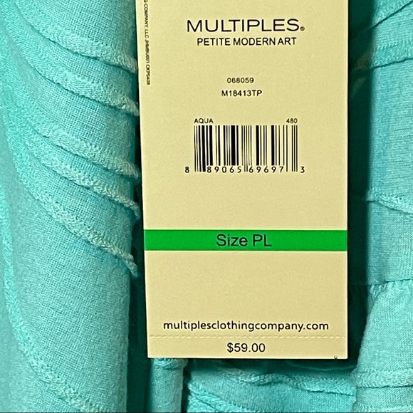 NWT Multiples Mint Green/Blue 3/4 sleeve P Large - Picture 3 of 6